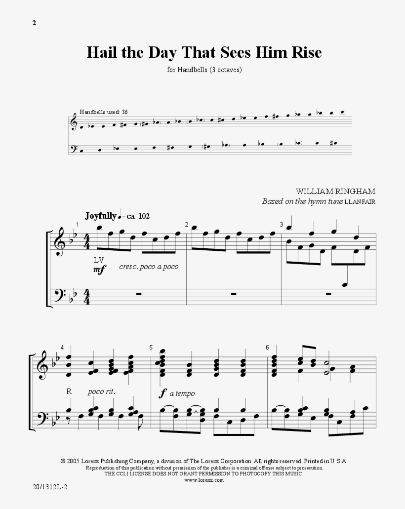 Hail The Day That Sees Him Rise Thumbnail - Sheet Music, transparent png download
