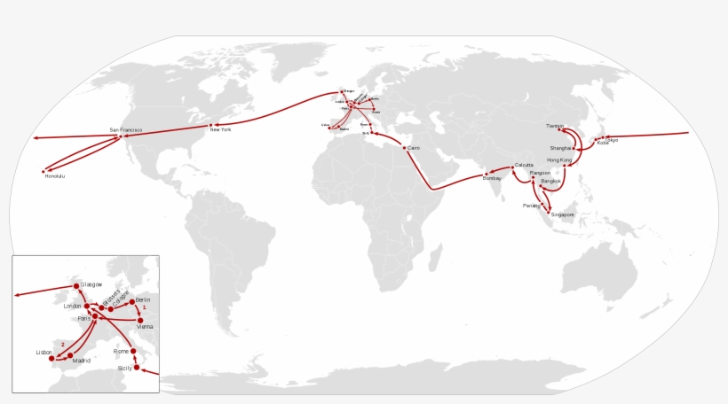 Open - King Kalakaua's Trip Around The World Map, transparent png download