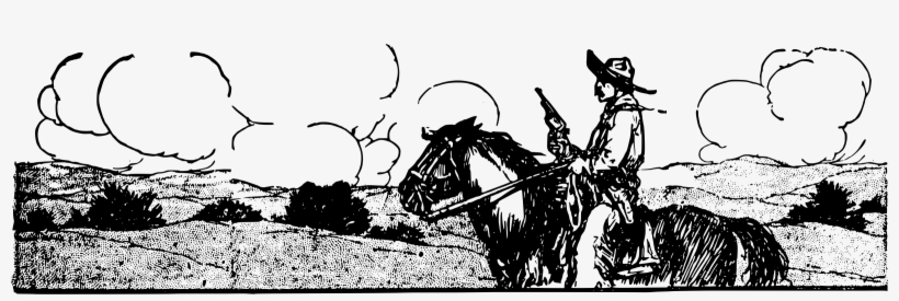 2400 X 688 5 0 - Black And White Cowboy Scene, transparent png download