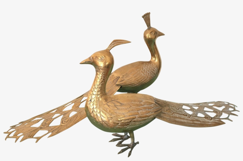 Solid Brass Male And Female Peacock Statues - American Black Duck, transparent png download