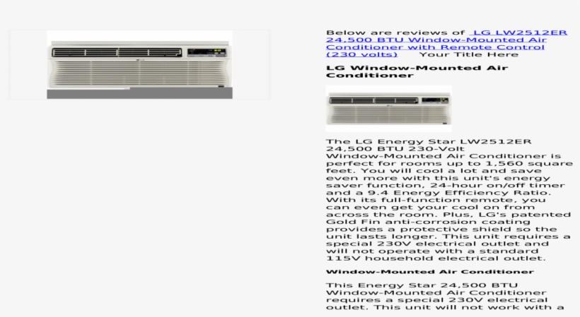 Lg Lw2512 Er 24,500 Btu Window Mounted Air Conditioner - Server, transparent png download