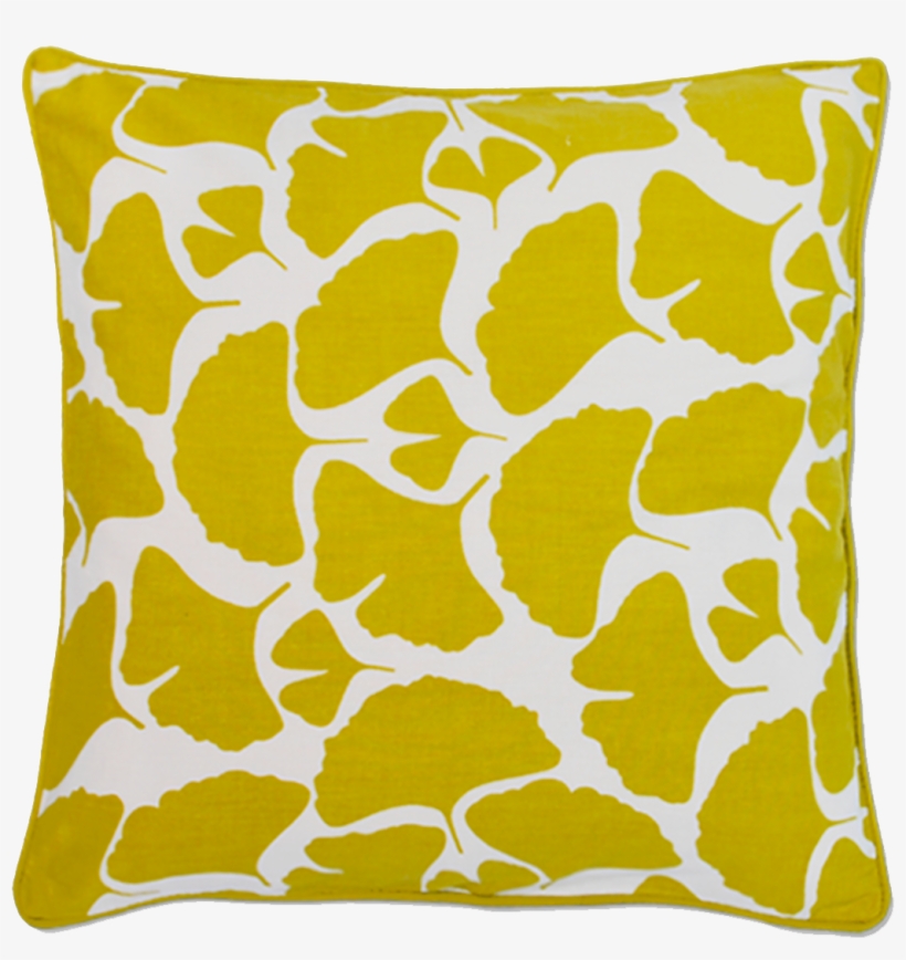 Yellow Gingko Leaf Pillow Cover Handmade In Bali - Cushion, transparent png download