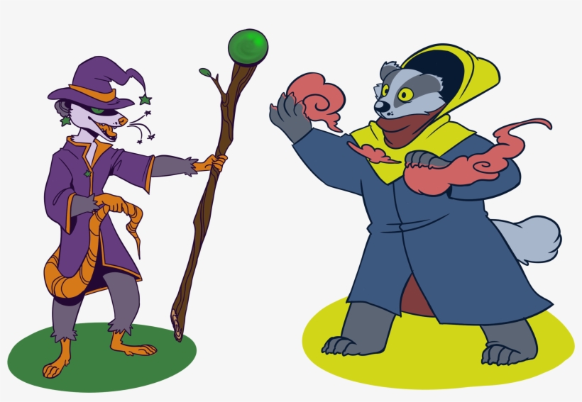 Opossum Witch N Badger Warlock - Cartoon, transparent png download
