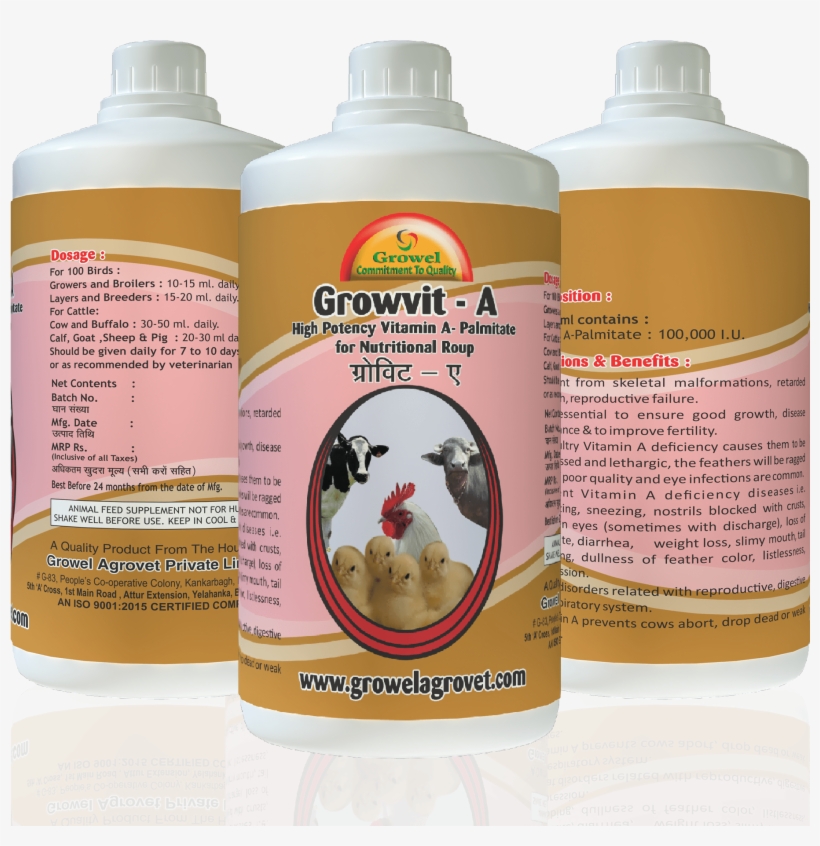 Growel Vitamin- A For Farm Animals, Packaging Type - Vitamin H Veterinary Product, transparent png download
