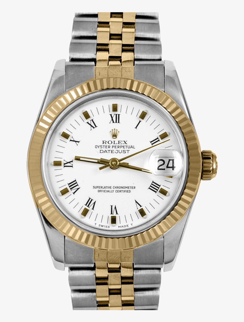 Pre-owned Rolex Midsize Datejust Watch - Rolex Datejust Two Tone Black Face, transparent png download