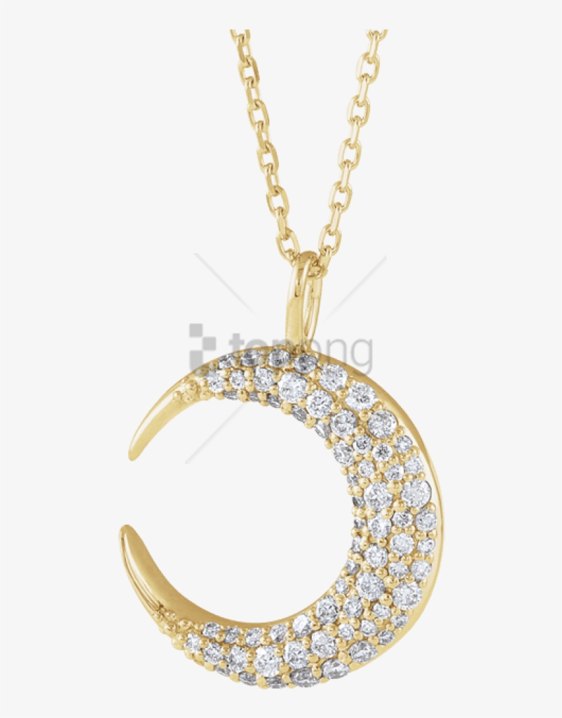 Free Png 14k Yellow Gold 1/3 Ctw Diamond Moon Necklace - Necklace, transparent png download