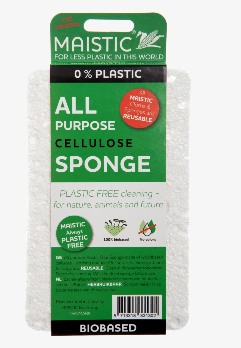 A White Thin Sponge Packaged In A Dark Green Card Wrap - Sponge, transparent png download