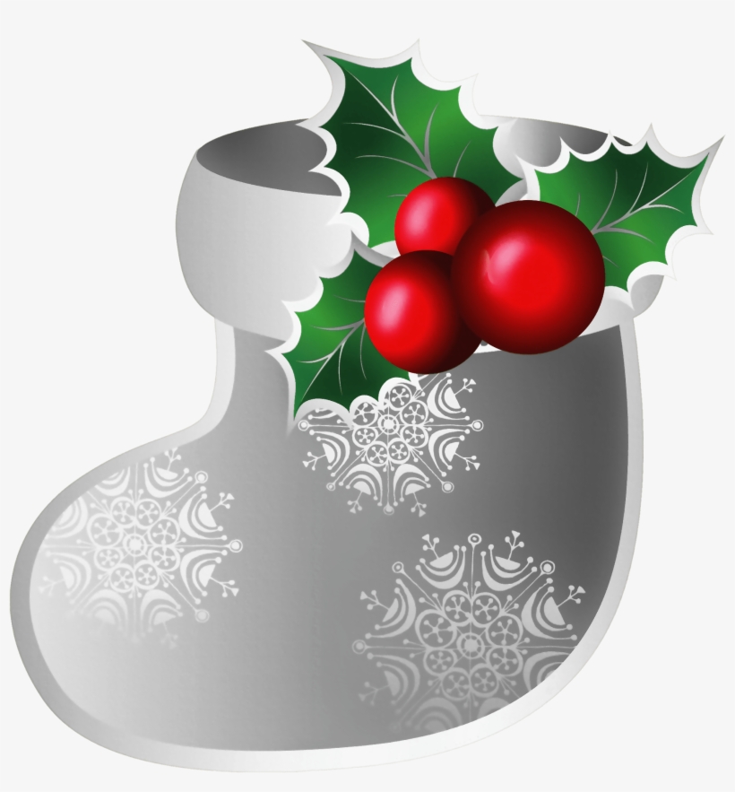 Silver Christmas Clip Art Png - Silver Christmas Stocking Clipart, transparent png download