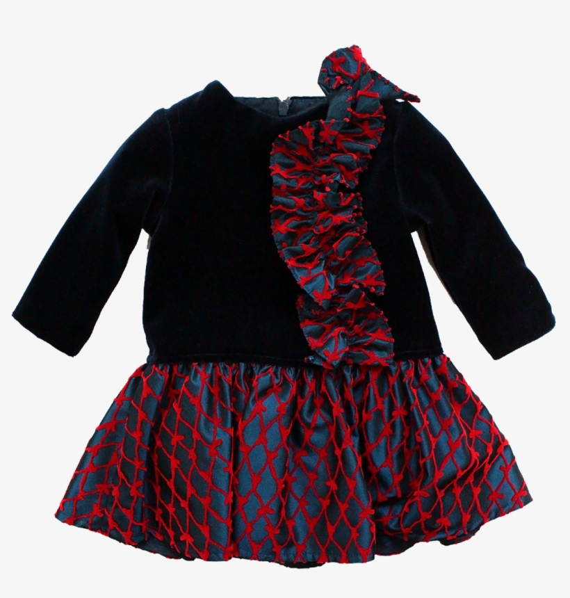 Blue And Red Dress With Long Sleeves - Day Dress, transparent png download