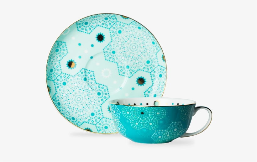 Moroccan Tealeidoscope Jewel Aqua Cup And Saucer - Ceramic, transparent png download