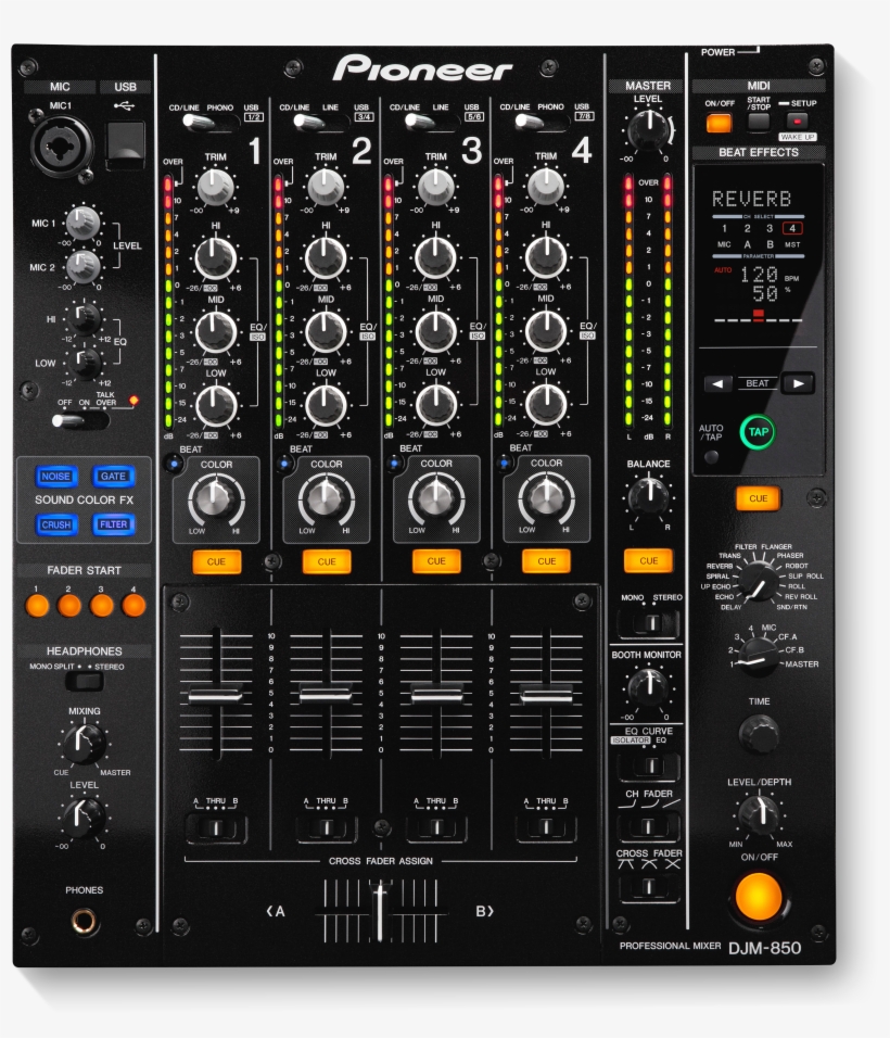 4-channel Digital Mixer - Pioneer Djm 850, transparent png download