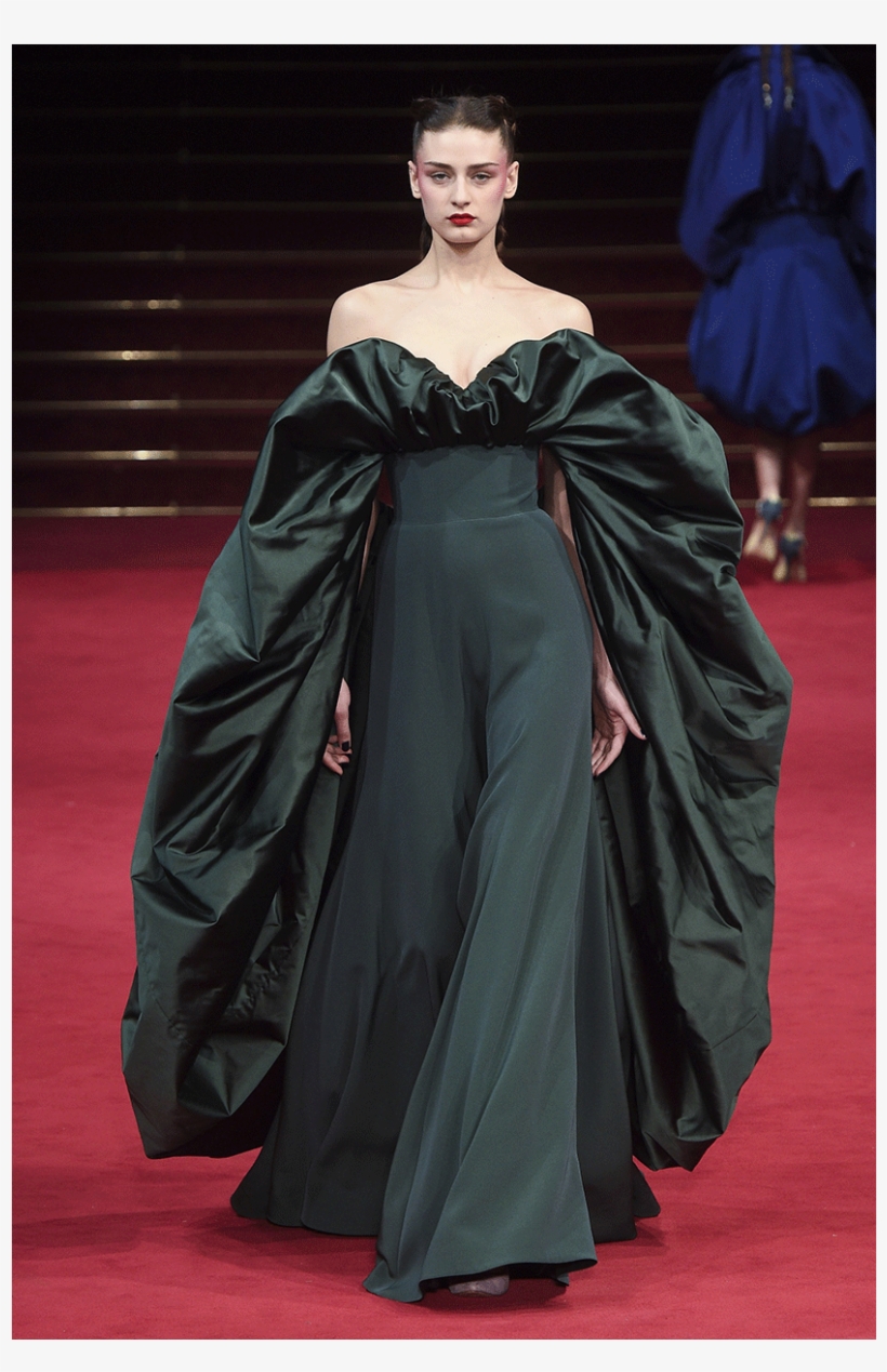 Bloused Bustier Dress In Emerald Green Duchesse Satin - Haute Couture, transparent png download