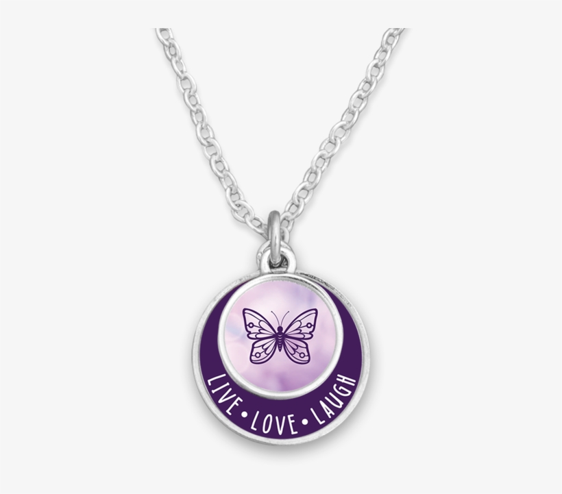 Live Laugh Love Butterfly Double Circle Necklace - Locket, transparent png download