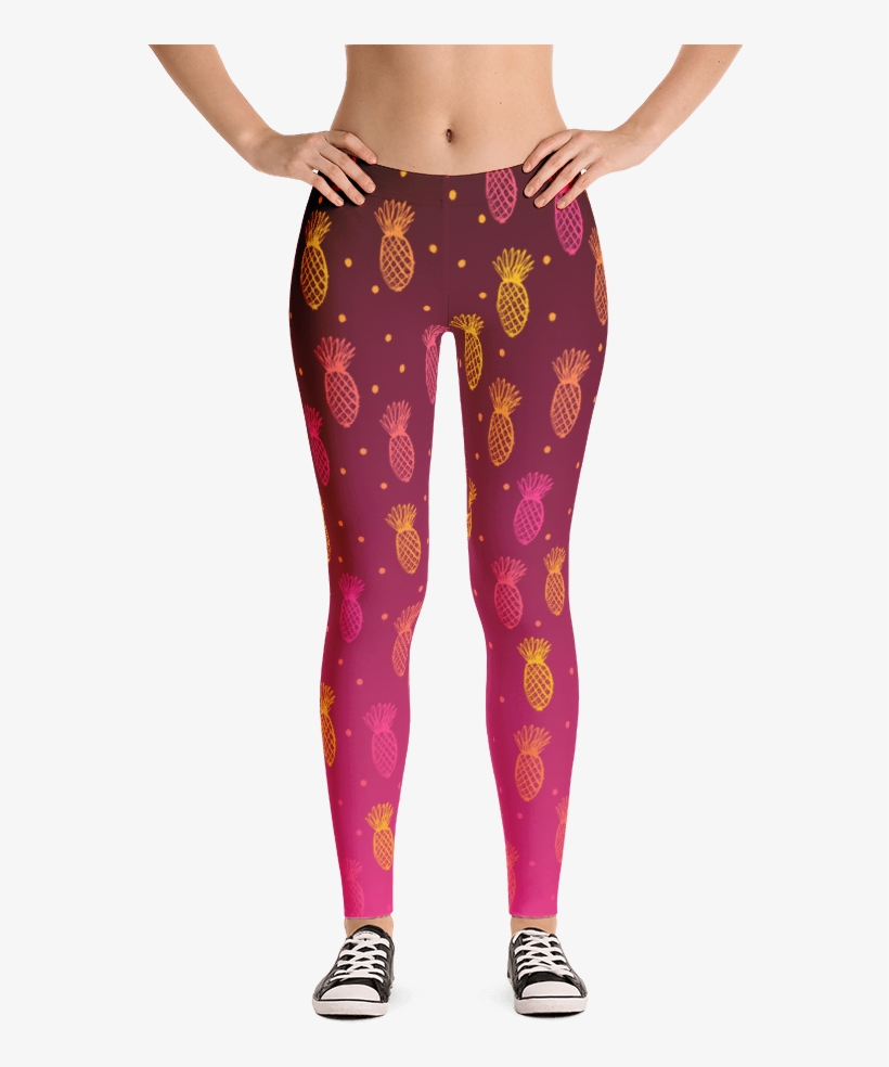 Vegan Leggings - Summer Pineapples - Leggings Gray Pattern, transparent png download