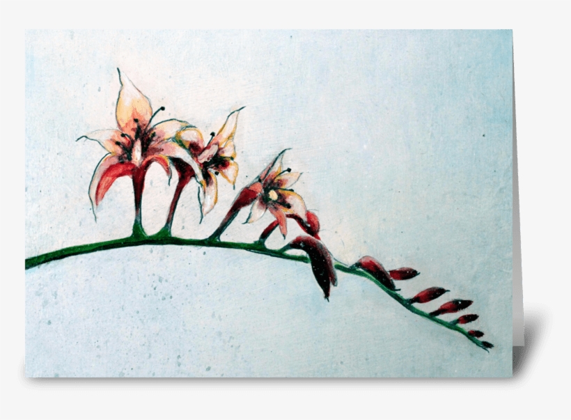 Red Flower Vine Greeting Card - Fuchsia, transparent png download