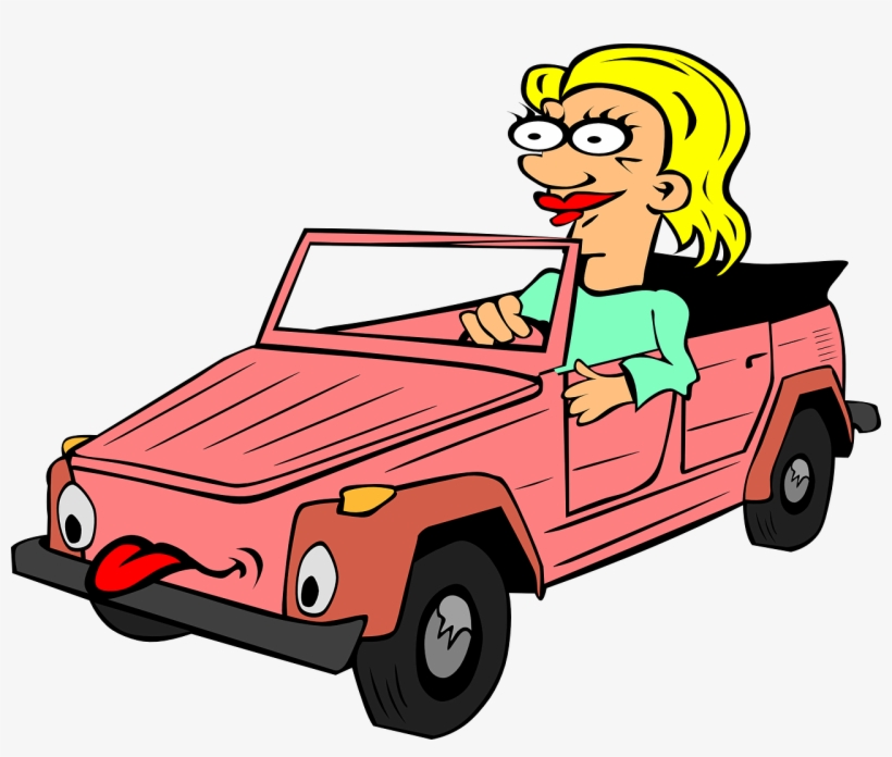Girl Driving Cartoon Clip - Car Cartoon Png, transparent png download