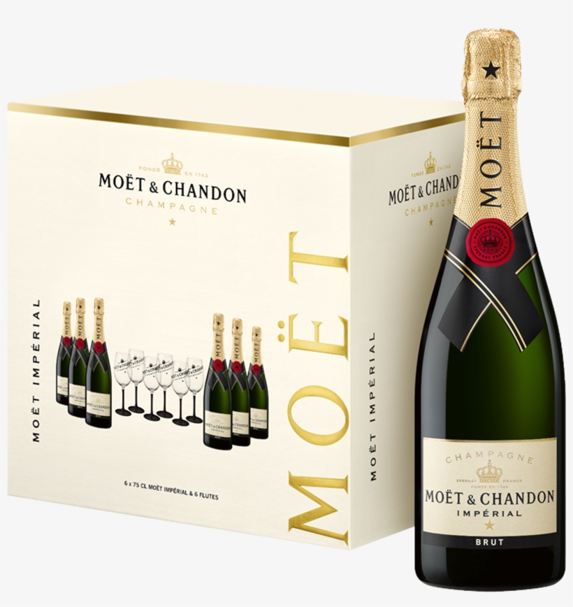 M&oumlet & Chandon 6x750ml & 6 Flutes Pack - Moet & Chandon Champagne Imperial, transparent png download
