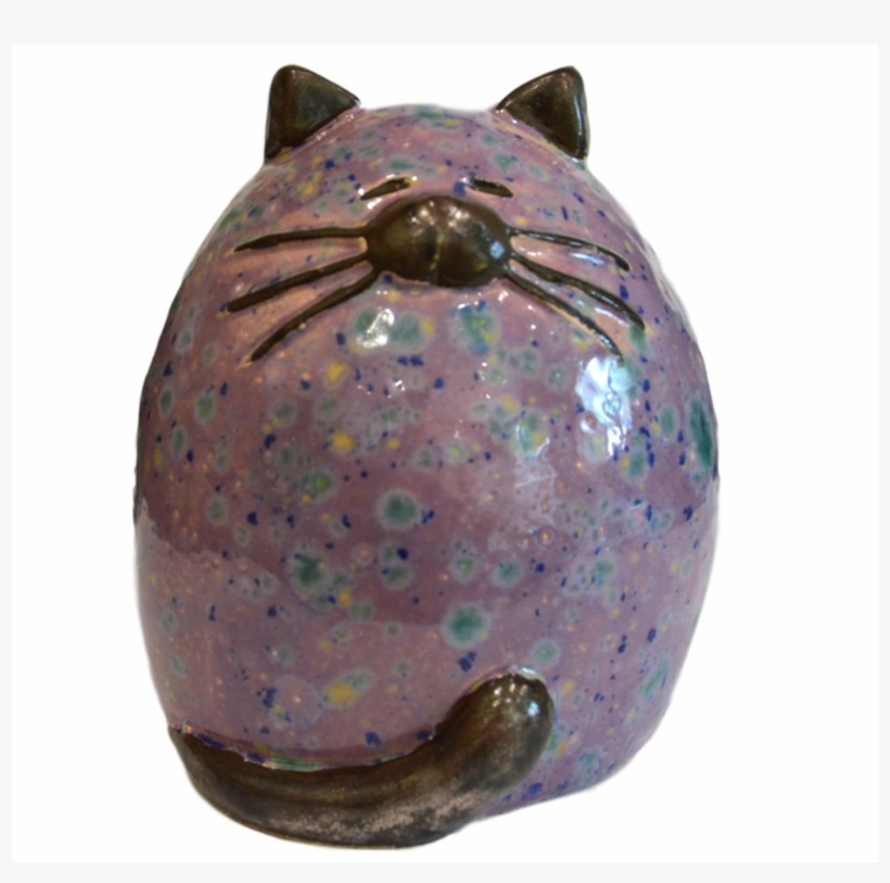 Ceramic Purple Fat Cat - Ceramic, transparent png download