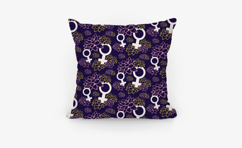 Female Symbol And Lotus Flowers Purple Pattern Pillow - Female Symbol And Lotus Flowers Pattern Tote Bag: Funny, transparent png download
