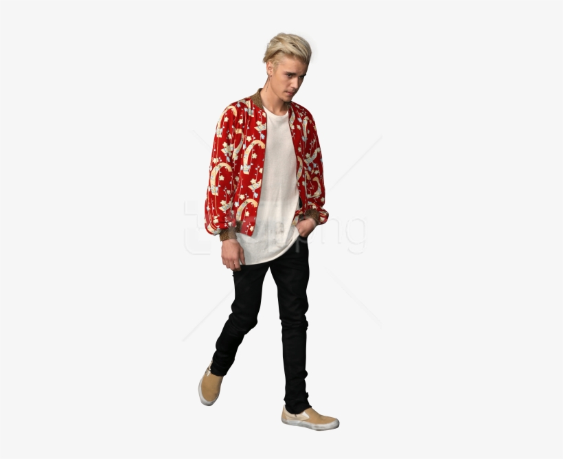 Free Png Justin Bieber Dressed In A Red Shirt Png Images - Walking, transparent png download