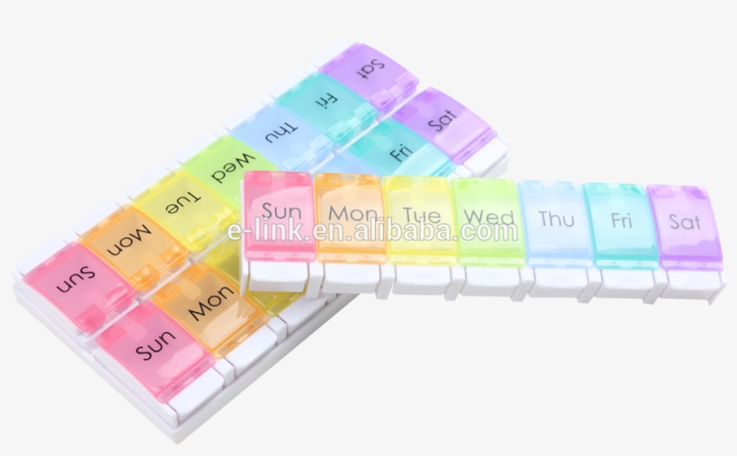 Large Weekly Medication Capsule Pill Box - Number, transparent png download