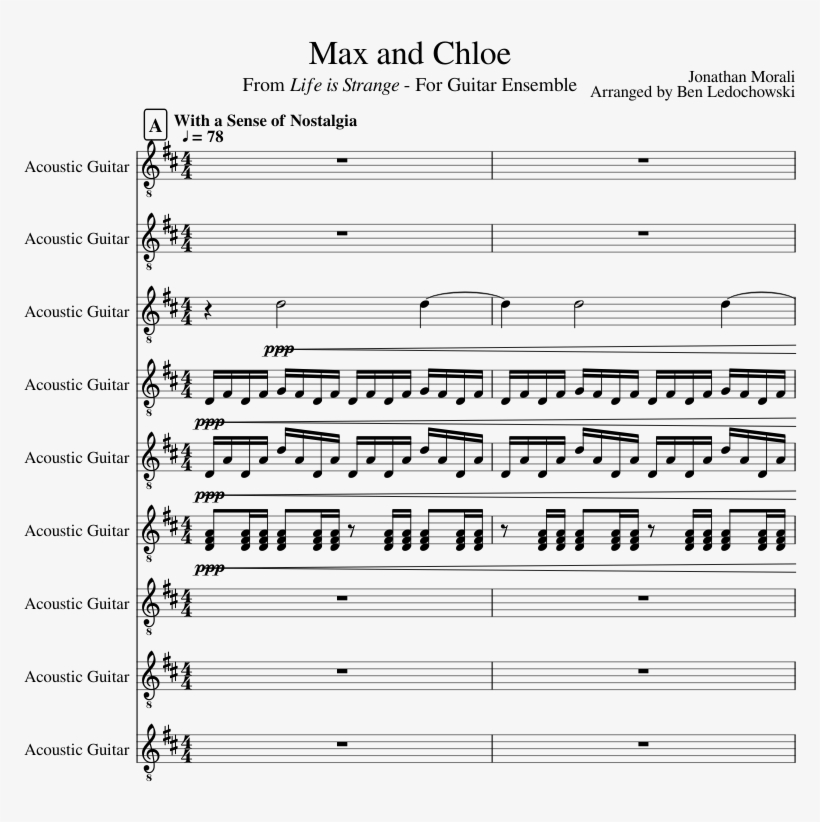Max And Chloe Sheet Music For Guitar, Percussion, Voice - Lith Harbor Piano Sheet, transparent png download
