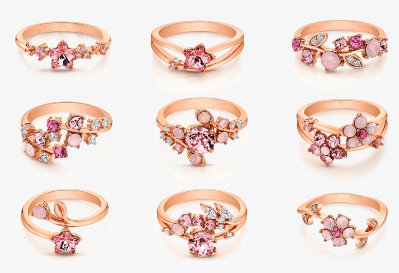 One Of Nine Rose Gold-plated Cherry Blossom Rings Each - Body Jewelry, transparent png download