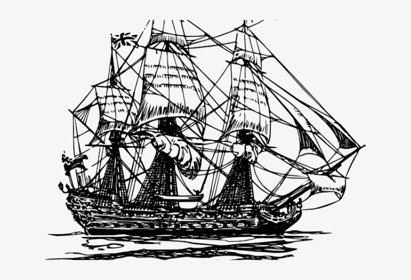 Old Sailing Ships Clipart White - Drawing Of British Ship, transparent png download