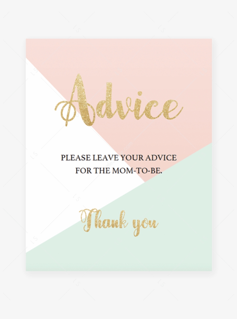 Printable Pastel Baby Shower Advice Sign By Littlesizzle - Graphic Design, transparent png download