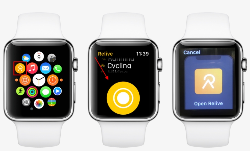 Open The Relive App On Your Watch And Tap The Record - Actual Size Of The 38mm Apple Watch, transparent png download