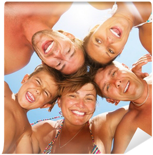 Happy Laughing Big Family Having Fun At The Beach Wall - Monte Conero (400x400), Png Download