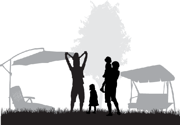 Png Black And White Stock Family Clipart Silhouette - Silhouette (575x399), Png Download