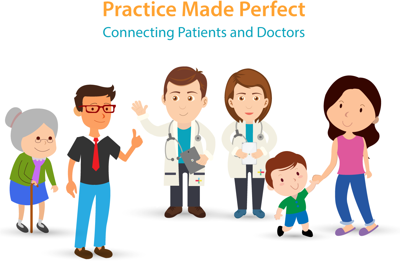 Doctor Family Cartoon Png (1370x1044), Png Download