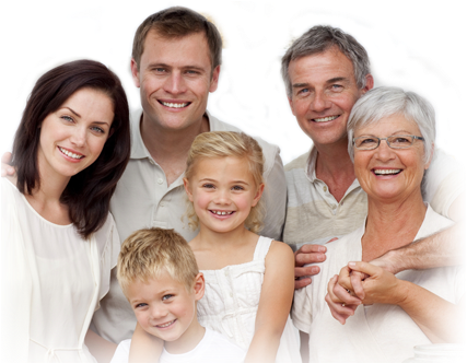 Family Of Six Smiling While Outdoors - Family Dentistry (461x332), Png Download