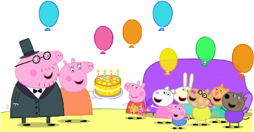 Clip Art Free Stock Images Cartoon Peppapigpartyballonscake - Peppa Pig My Birthday Party And Other Stories (500x300), Png Download