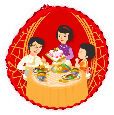 Hand-painted Cartoon Family Reunion Dinner Decoration - Reunion Dinner (650x673), Png Download