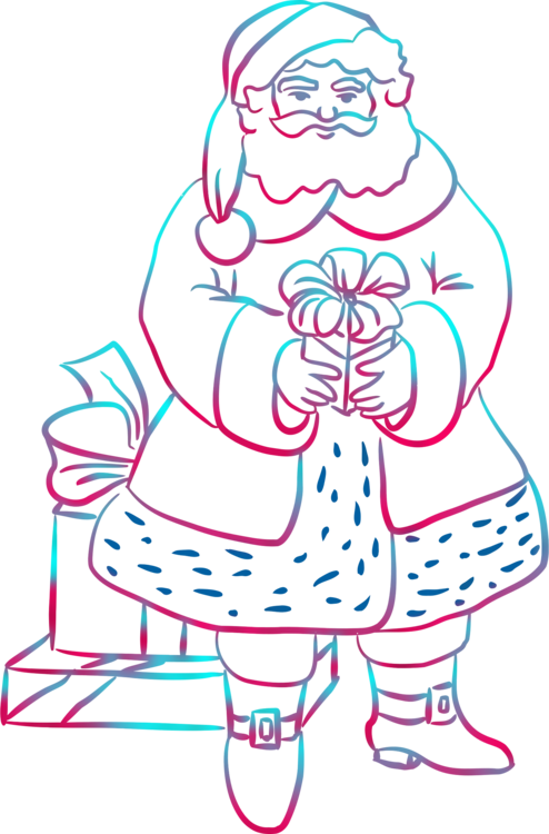 Line Art Drawing Santa Claus Coloring Book - Drawing (494x750), Png Download