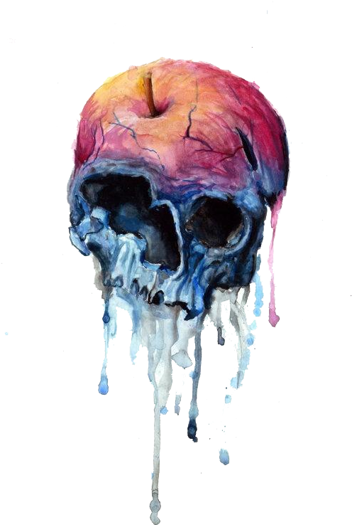 Inspiring Image Art, Color, Fruit, Skull - Snow White Skull Apple (496x750), Png Download
