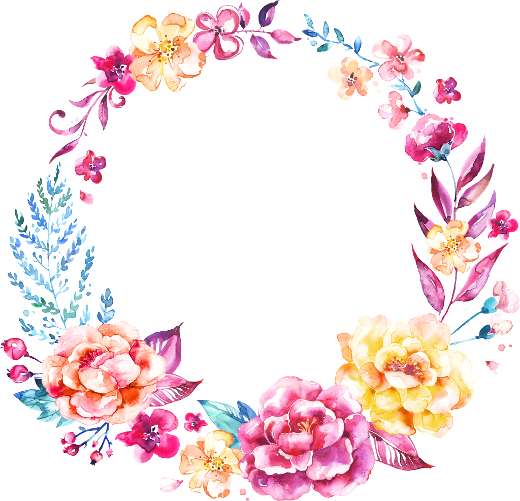 This Graphics Is Png Hand Painted Watercolor Wreath - Circulo De Flores Png (1024x986), Png Download