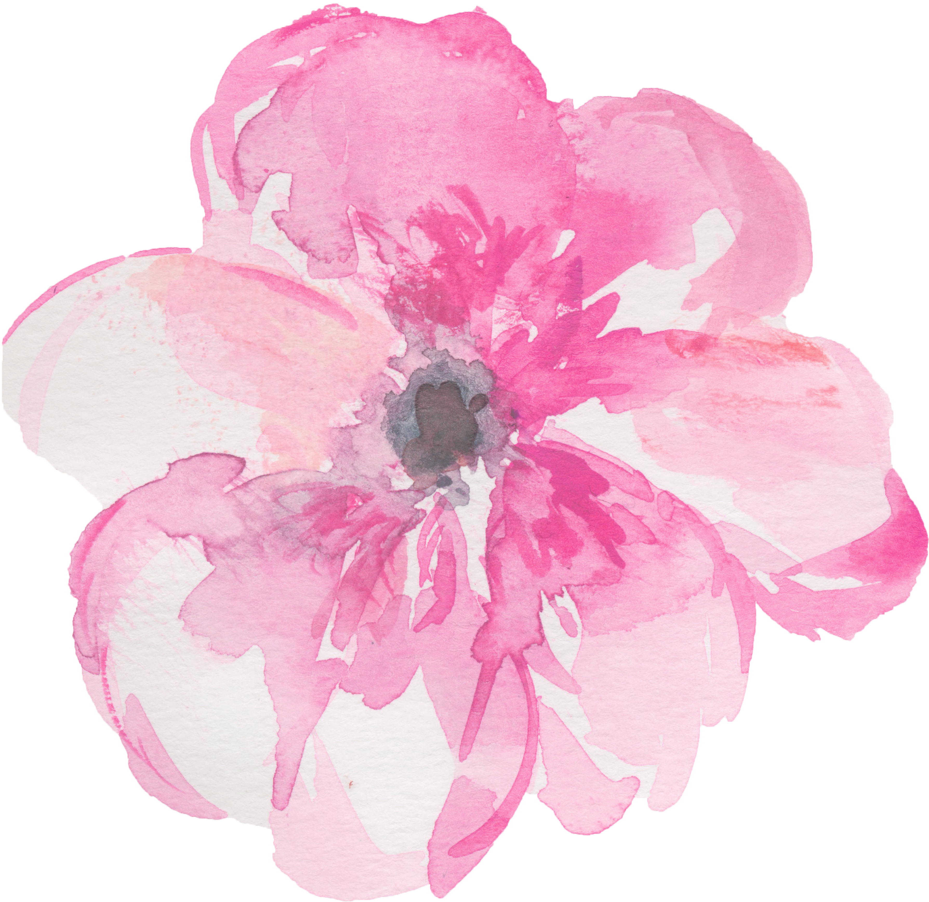 Watercolour Flowers Watercolor Painting Clip Art - Pink Watercolour Flower Clipart (3576x3470), Png Download