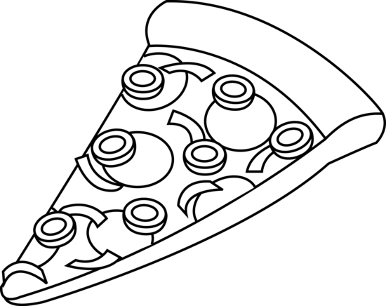 Pizza Slice Black And White Clipart Royalty Free Stock - Pizza Clipart Black And White (550x436), Png Download