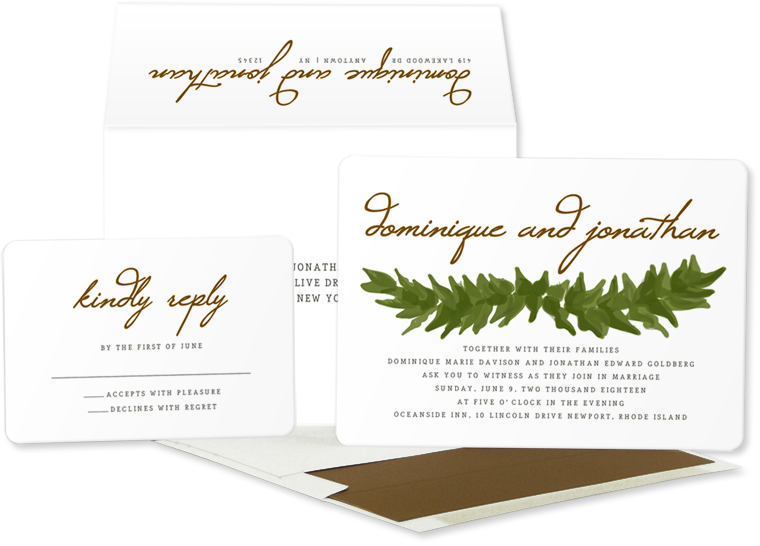 Image Of Watercolor Garland Wedding Invitation - Wedding Invitation (760x546), Png Download