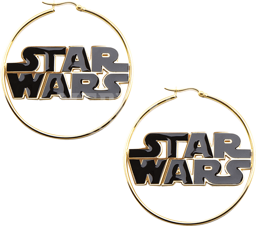 Star Wars Logo Gold Hoop Earrings (850x850), Png Download