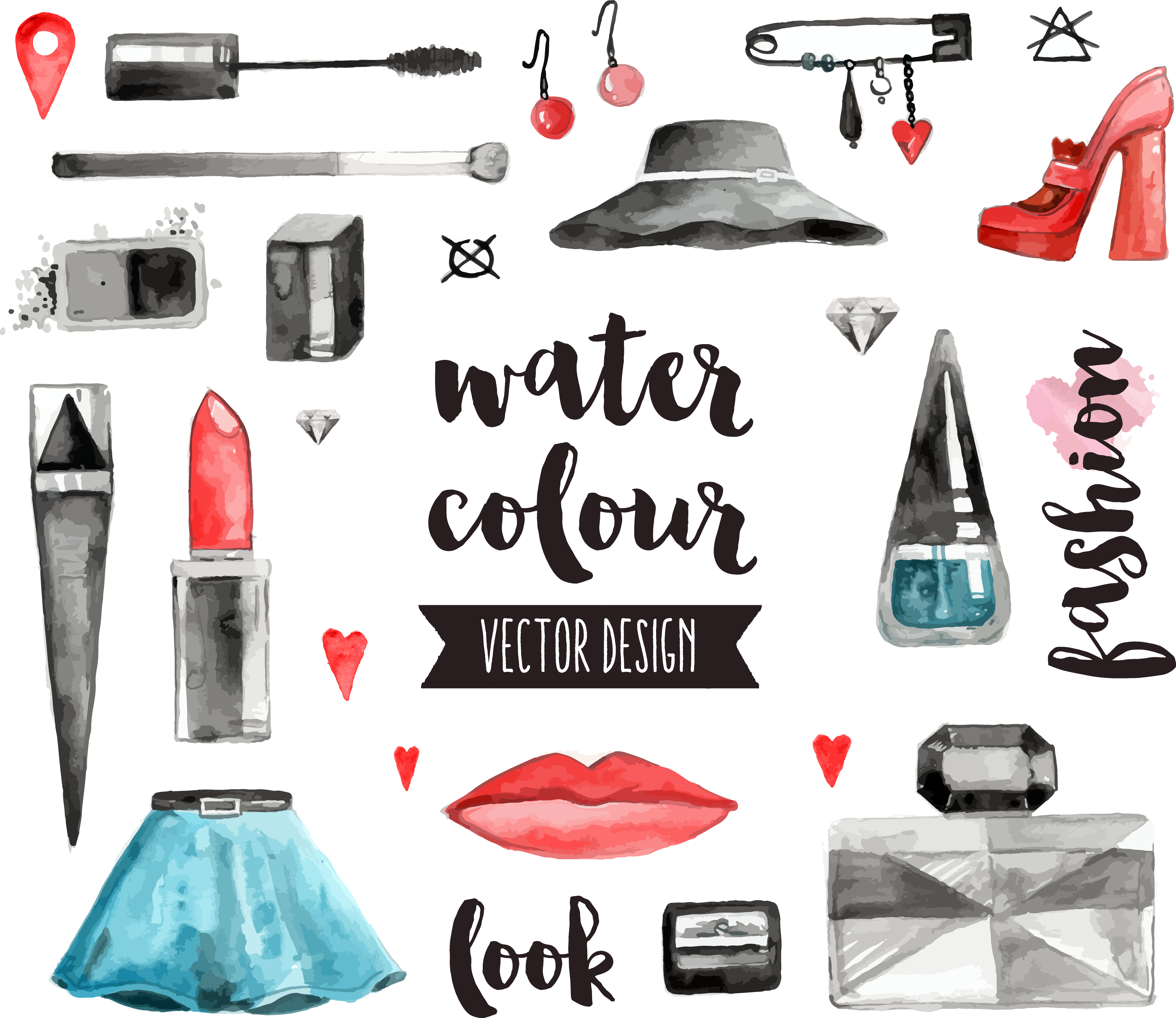 Cosmetics Watercolor Painting Drawing Illustration - Hand Drawn Icons Watercolor (4022x3482), Png Download