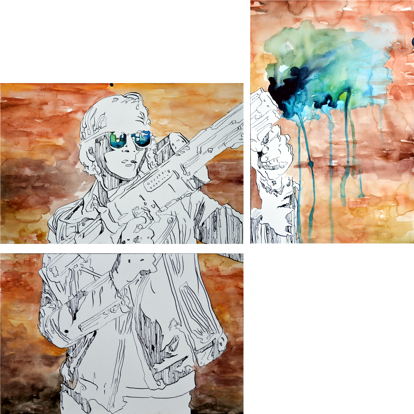 Watercolor Ink Illustration Portrait - Painting (2000x2000), Png Download