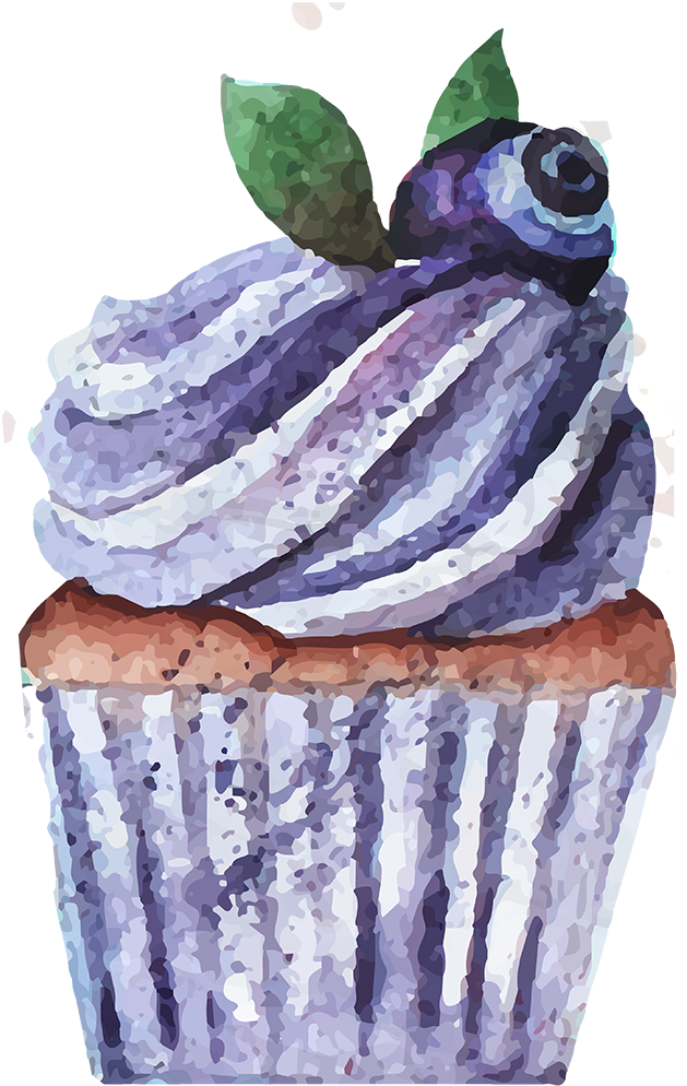 Cupcake Bakery Watercolor Painting Drawing - Purple Ice Cream Painting (800x1152), Png Download