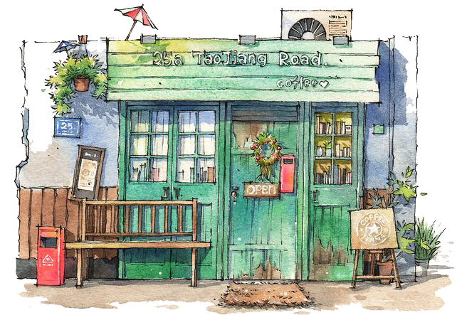 This One Summer Watercolor Painting House Building - Building Fron Watercolor (658x478), Png Download
