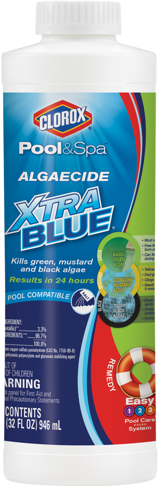 Pool Spa Algaecide Xtrablue Algae Treatment Oz - Clorox Poolspa 43040clx Algaecide Xtra Blue 40ounce (1000x1000), Png Download