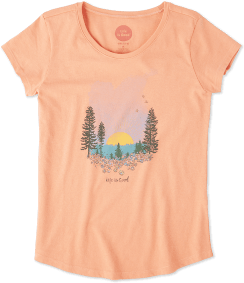 Girls Landscape Watercolor Smiling Smooth Tee - T-shirt (570x570), Png Download