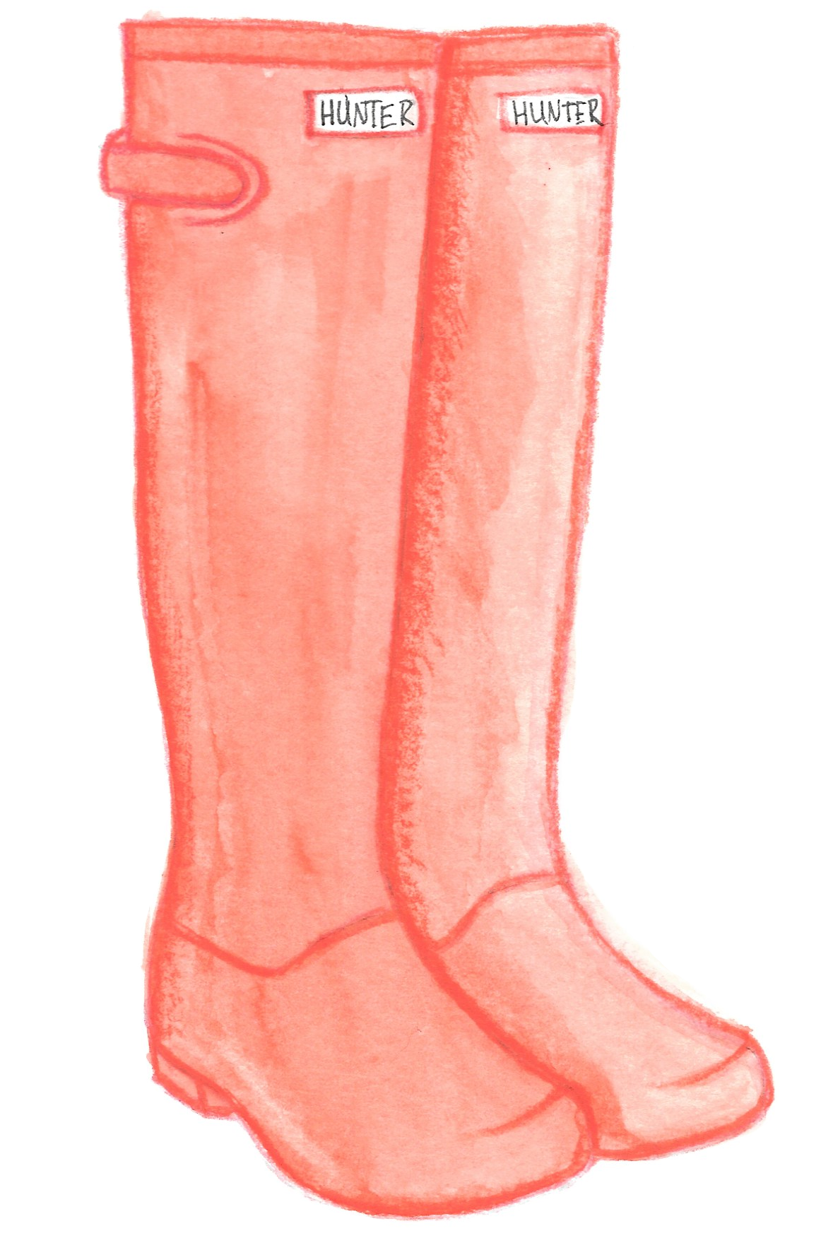 Watercolor Illustration By Caroline Mobley - Ugg Rain Boots Watercolor (1178x1864), Png Download